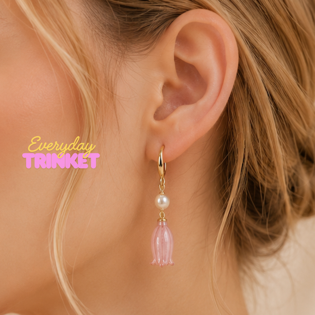 Japanese Bellflower Pearl Earrings