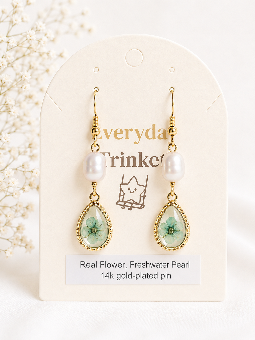 Little Narcissus waterdrop & Large Pearl Earrings