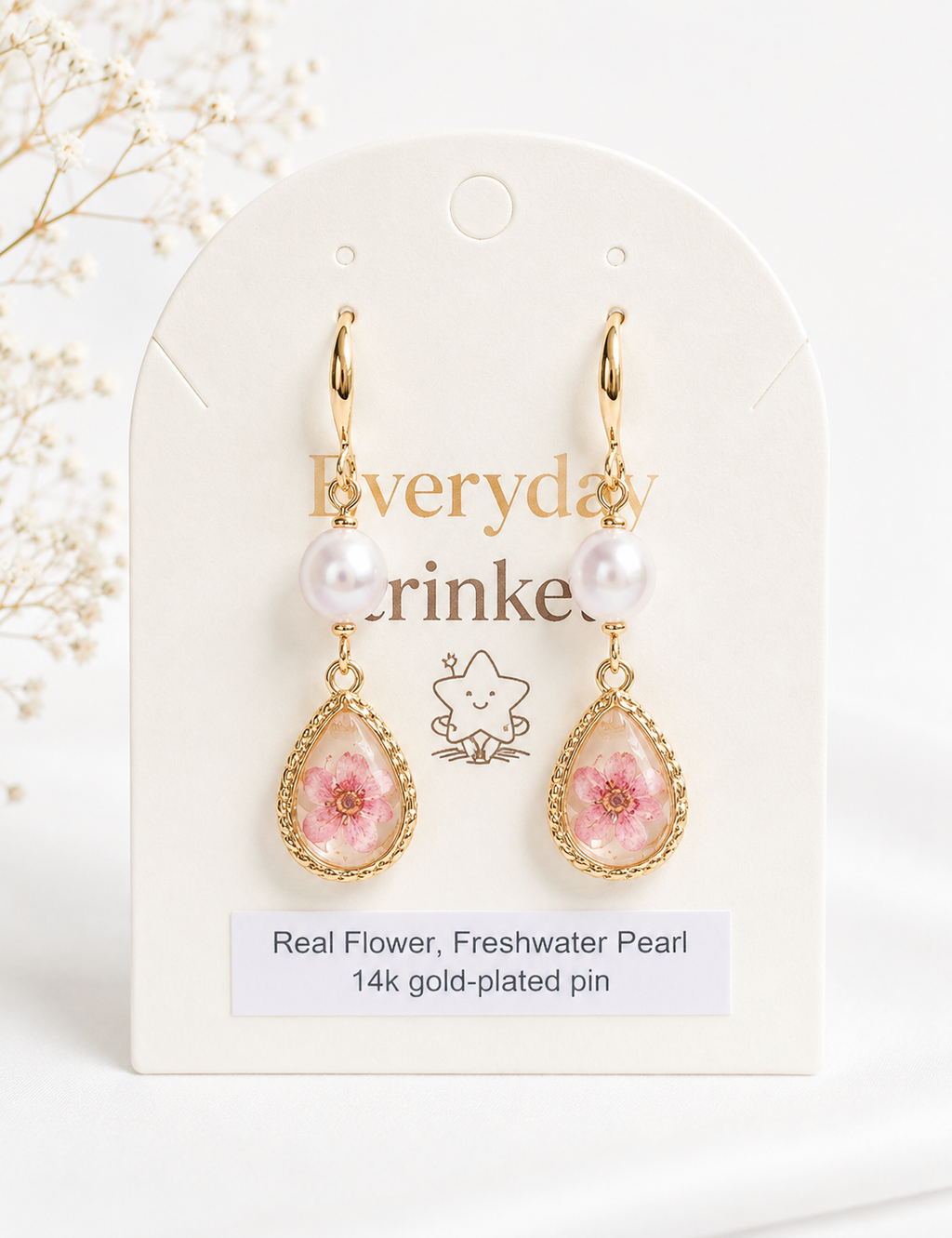 Little Narcissus waterdrop & Large Pearl Earrings