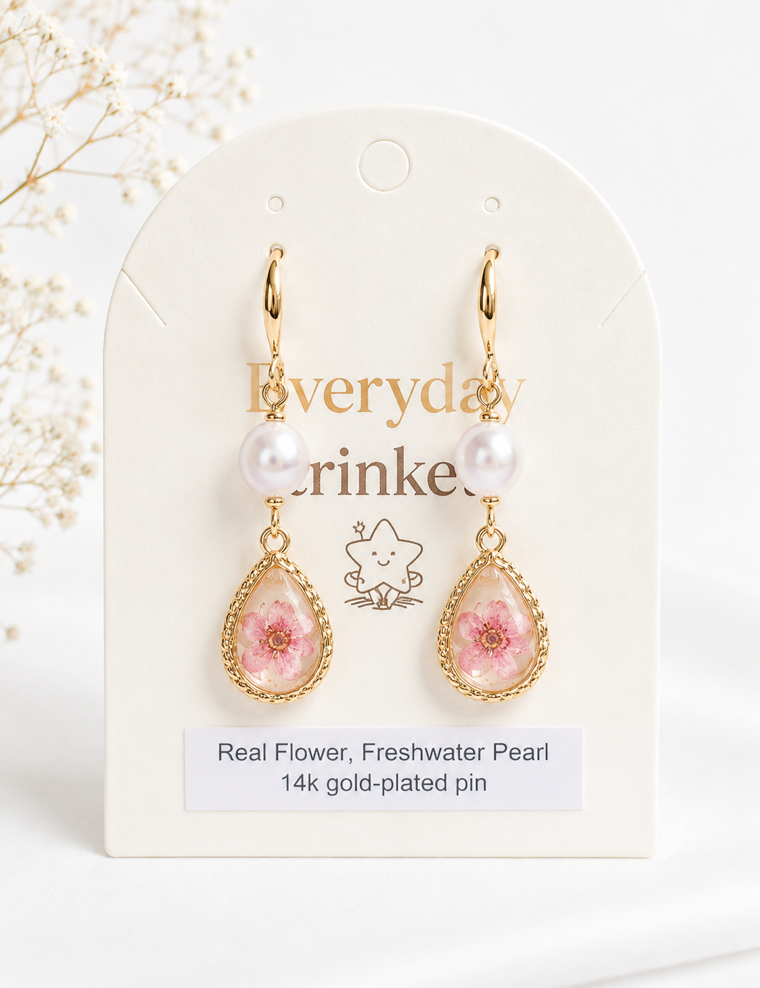 Little Narcissus waterdrop & Large Pearl Earrings