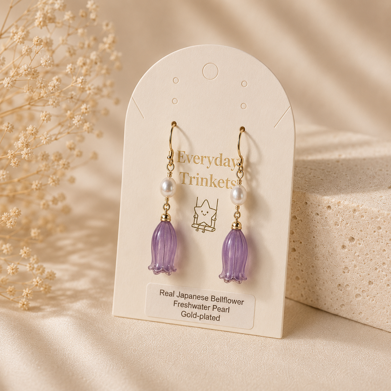 Japanese Bellflower Pearl Earrings