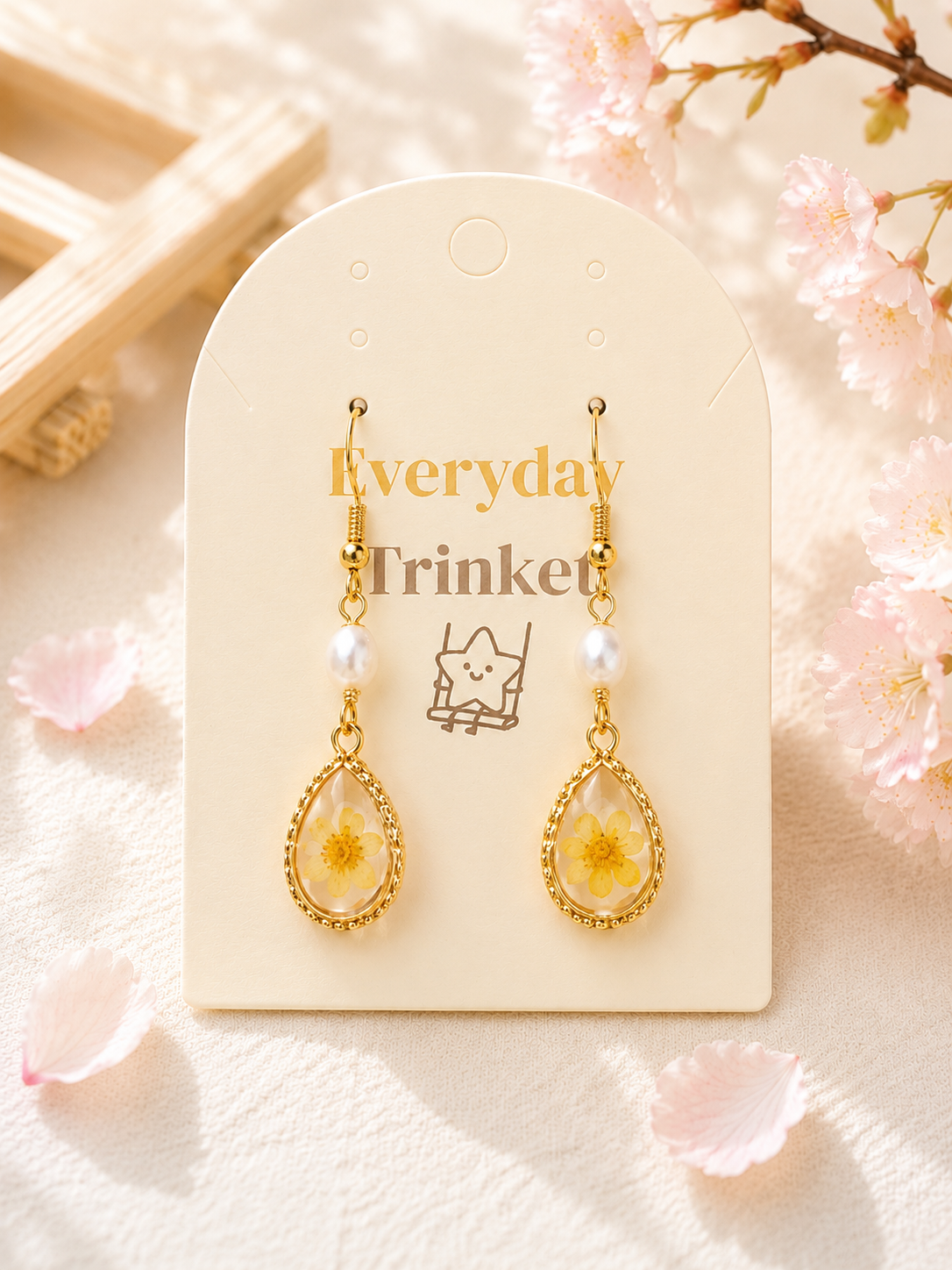 Little Narcissus waterdrop & Small Pearl Earrings
