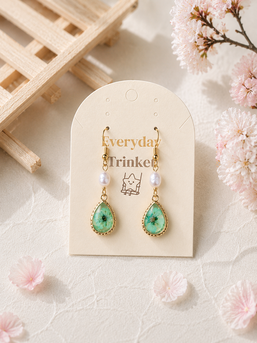Little Narcissus waterdrop & Small Pearl Earrings