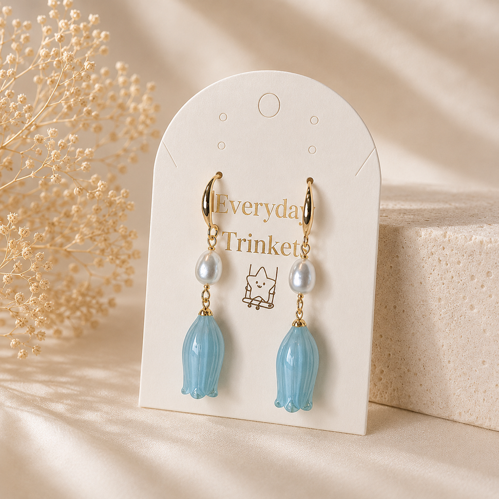 Japanese Bellflower Pearl Earrings