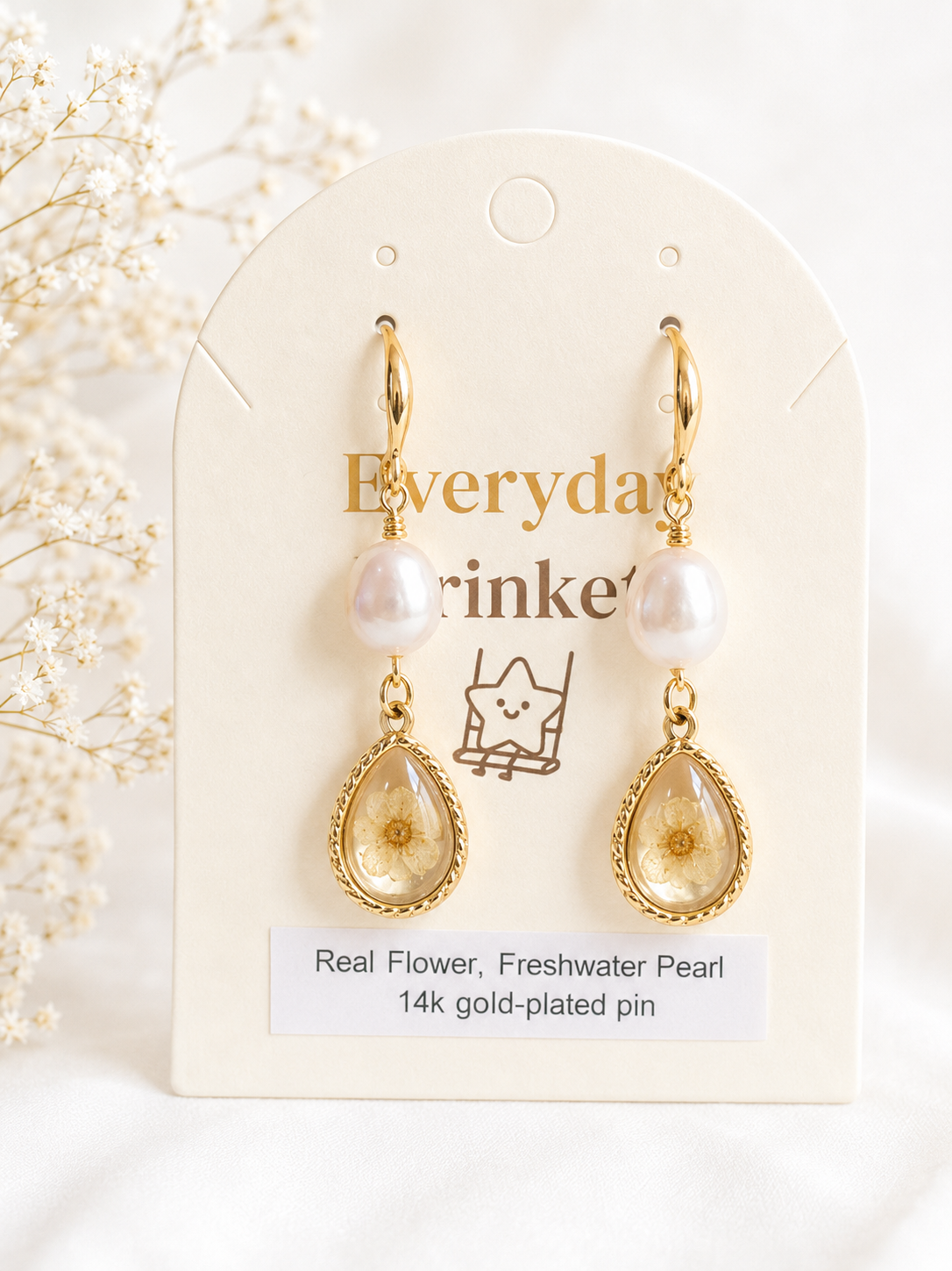 Little Narcissus waterdrop & Large Pearl Earrings