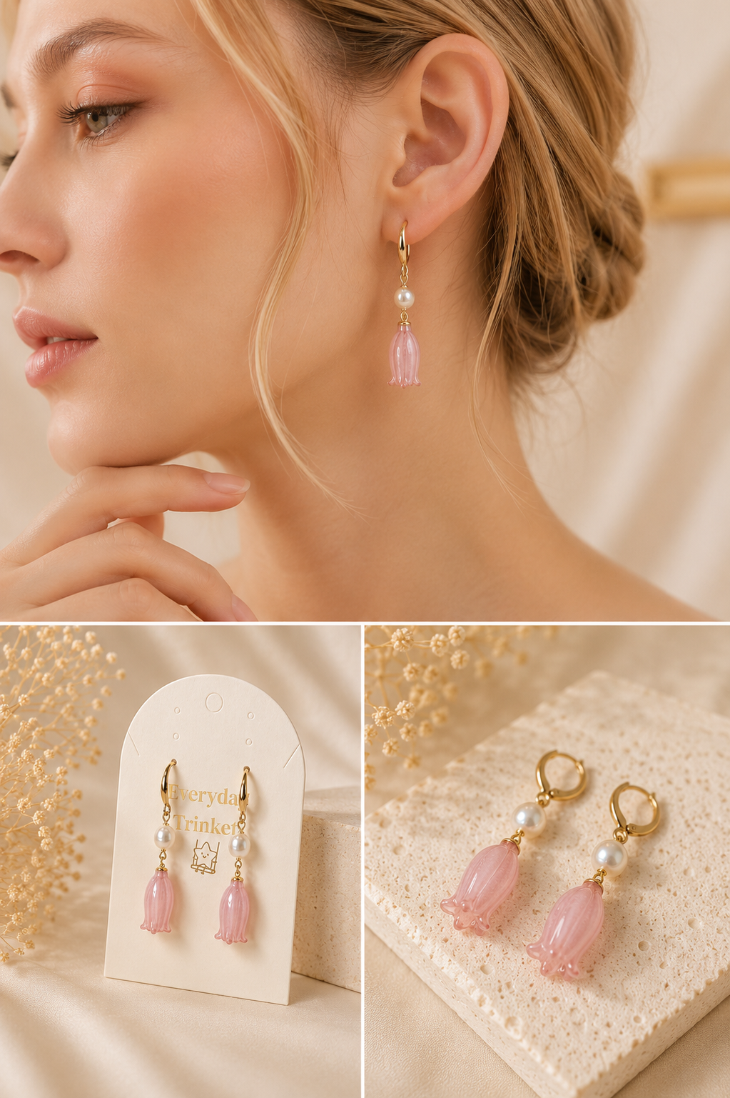 Japanese Bellflower Pearl Earrings
