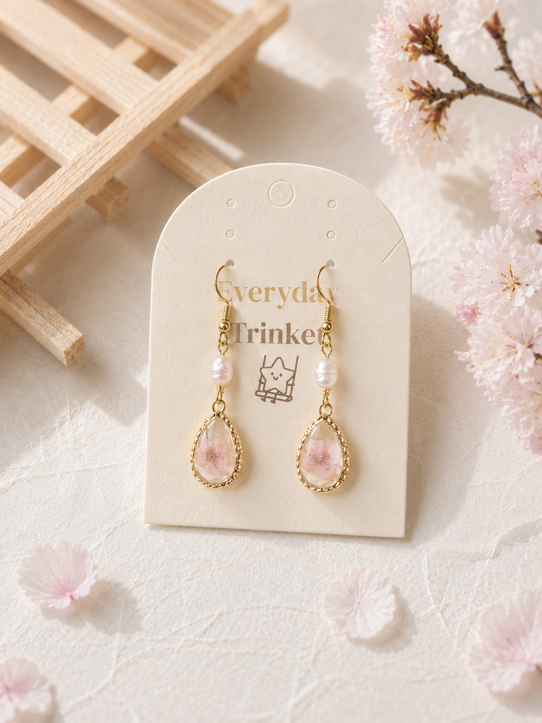 Little Narcissus waterdrop & Small Pearl Earrings