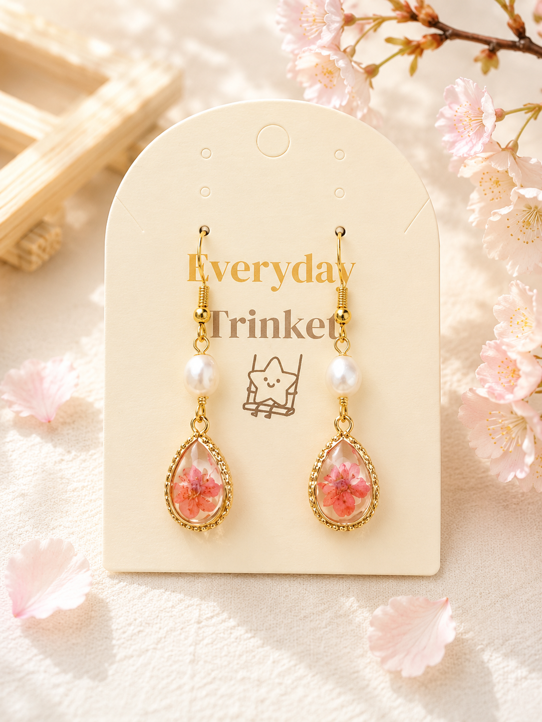 Little Narcissus waterdrop & Small Pearl Earrings